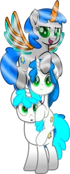 Size: 2395x5934 | Tagged: safe, artist:lincolnbrewsterfan, derpibooru import, oc, oc:neon gears, unofficial characters only, alicorn, pony, robot, robot pony, unicorn, my little pony: the movie, rainbow roadtrip, .svg available, :3, :d, >:d, alicorn oc, alternate color palette, artificial alicorn, artificial horn, artificial wings, augmented, blue mane, blue tail, c:, carrying, curly mane, cute, cute face, cute smile, cyber eye, cyber eyes, derpibooru exclusive, determined smile, duality, female, floating, flying, gift art, gradient legs, green eyes, happy, holding a pony, holding on, hoof around neck, hoof on head, hoof on shoulder, horn, image, looking at you, looking forward, mare, mechanical wing, movie accurate, multeity, o mouth, ocbetes, open mouth, open smile, orange (color), palette swap, png, ponies riding ponies, pony pile, race swap, recolor, riding, riding a pony, robotic legs, self paradox, self ponidox, shine, shiny, simple background, small mouth, smiling, smiling at you, special, spread wings, tail, tall resolution, tower of pony, transparent background, trio, trio female, two toned mane, two toned tail, unicorn oc, vector, white body, wings