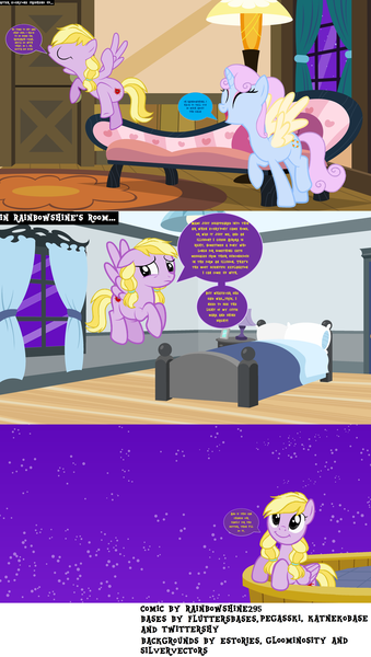 Size: 3460x6132 | Tagged: safe, artist:itz-rainbowshine295, derpibooru import, oc, oc:petal sunsmile, oc:rainbowshine, alicorn, pegasus, comic:i'll shine, base used, comic page, image, png, speech bubble