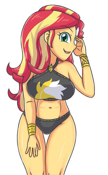 Size: 1821x2952 | Tagged: suggestive, artist:sumin6301, derpibooru import, sunset shimmer, equestria girls, bikini, breasts, busty sunset shimmer, clothes, female, image, jpeg, simple background, solo, solo female, stupid sexy sunset shimmer, swimsuit, white background