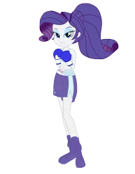 Size: 2550x3300 | Tagged: safe, artist:alamarus, derpibooru import, rarity, human, equestria girls, boxing, boxing gloves, boxing shorts, clothes, eyeshadow, female, image, lidded eyes, looking at you, makeup, png, simple background, smiling, smiling at you, solo, sports, sports bra, transparent background