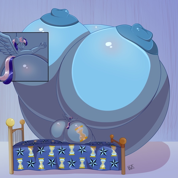 Size: 4500x4500 | Tagged: questionable, derpibooru import, minuette, alicorn, anthro, alicornified, bed, belly, big belly, big breasts, breasts, butt, eyes closed, female, huge belly, huge breasts, huge butt, hyper, hyper belly, hyper breasts, hyper pregnancy, image, impossibly large belly, impossibly large breasts, impossibly large butt, impossibly large nipples, impossibly wide hips, jpeg, large butt, minuetticorn, nipples, nudity, pregnant, race swap, smiling, solo, solo female, wide hips, wings