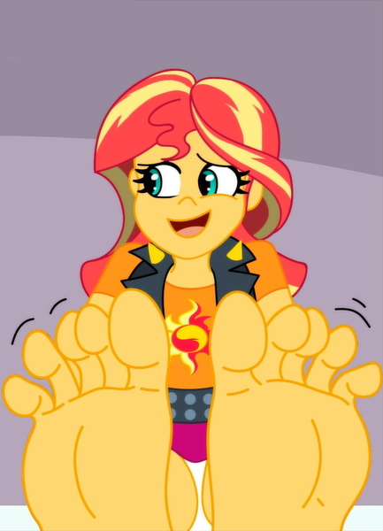 Size: 981x1359 | Tagged: suggestive, artist:niban-destikim, derpibooru import, edit, sunset shimmer, equestria girls, adorasexy, barefoot, clothes, cute, embarrassed, feet, female, fetish, foot fetish, image, jpeg, nervous, open mouth, open smile, panties, sexy, shimmerbetes, skirt, smiling, soles, toes, underwear, upskirt, wiggling toes