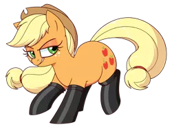 Size: 2400x1800 | Tagged: safe, alternate version, artist:notenoughapples, applejack, earth pony, pony, somepony to watch over me, applejack's hat, boots, clothes, cowboy hat, female, fireproof boots, grin, hat, image, mare, paywall content, png, shoes, simple background, smiling, solo, transparent background