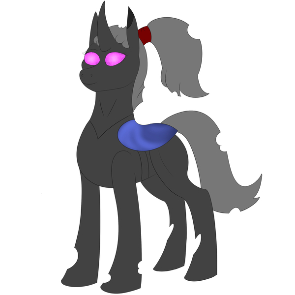 Size: 1500x1500 | Tagged: safe, artist:silverfan, derpibooru import, oc, unofficial characters only, changeling, pony, female, hair tie, image, jpeg, mare, simple background, solo, white background