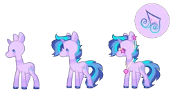 Size: 900x474 | Tagged: safe, artist:lilywolfpie-yt, derpibooru import, rarity, vinyl scratch, oc, pony, unicorn, blue hair, body markings, chibi, colored hooves, ear piercing, earring, fusion, glasses, image, jewelry, necklace, piercing, png, purple coat, solo, stars