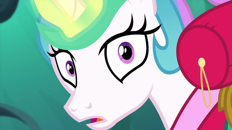 Size: 1280x720 | Tagged: safe, derpibooru import, screencap, princess celestia, alicorn, pony, between dark and dawn, big eyes, close-up, closeup on the face, clothes, cute, eye, eyelashes, eyes, face, hawaiian shirt, image, jpeg, magic, magic aura, open mouth, shirt, sideburns