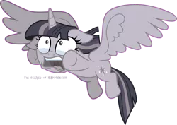 Size: 4000x2830 | Tagged: safe, artist:decprincess, artist:wardex101, derpibooru import, edit, twilight sparkle, twilight sparkle (alicorn), alicorn, pony, starlight the hypnotist, spoiler:interseason shorts, crying, discorded, discorded twilight, female, floppy ears, flying, freaking out, high res, image, inkscape, png, simple background, solo, text, transparent background, twilight tragedy, vector