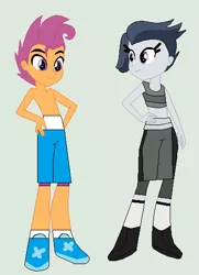 Size: 384x529 | Tagged: safe, artist:matthewjabeznazarioa, derpibooru import, rumble, scootaloo, equestria girls, base used, crossover, equestria girls-ified, equestria guys, exeron fighters, female, image, male, martial arts kids, martial arts kids outfits, png, rule 63, scooteroll, tumble
