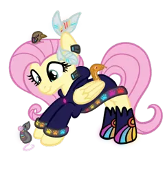Size: 768x799 | Tagged: safe, artist:sjart117, derpibooru import, fluttershy, pegasus, pony, animal, ask the mane 11, cyberpunk, image, permission given, png, solo, summoner