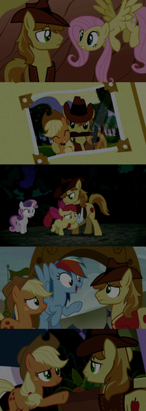 Size: 1280x3600 | Tagged: safe, edit, edited screencap, editor:jerryakiraclassics19, screencap, apple bloom, applejack, braeburn, fluttershy, rainbow dash, sweetie belle, earth pony, pegasus, pony, unicorn, apple family reunion, appleoosa's most wanted, buckball season, over a barrel, the summer sun setback, '90s, 80s, buckball uniform, clothes, eyes closed, female, filly, hat, image, male, mare, png, stallion, vest