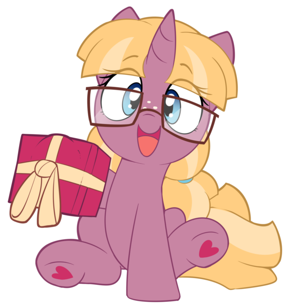 Size: 1146x1226 | Tagged: safe, artist:pestil, oc, oc:butter berry, pony, unicorn, female, filly, heart hooves, image, png, present, simple background, transparent background