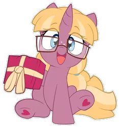 Size: 1146x1226 | Tagged: safe, artist:pestil, oc, oc:butter berry, pony, unicorn, female, filly, heart hooves, image, png, present, simple background, transparent background