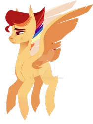 Size: 400x530 | Tagged: safe, artist:ryrxian, derpibooru import, oc, unofficial characters only, pegasus, pony, deviantart watermark, female, image, mare, multicolored hair, obtrusive watermark, parent:flash magnus, parent:rainbow dash, pegasus oc, png, rainbow hair, simple background, transparent background, watermark, wings