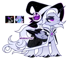 Size: 1280x1019 | Tagged: safe, artist:mirrastat, derpibooru import, king sombra, trixie, oc, alicorn, pony, unicorn, alicorn oc, base used, colored wings, eyelashes, female, hat, horn, image, makeup, male, mare, parent:king sombra, parent:trixie, png, simple background, stallion, transparent background, two toned wings, unshorn fetlocks, wings, witch hat