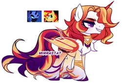 Size: 1280x876 | Tagged: safe, artist:mirrastat, derpibooru import, nightmare moon, sunset shimmer, oc, alicorn, pony, alicorn oc, base used, eyelashes, female, grin, horn, image, magical lesbian spawn, makeup, male, mare, offspring, parent:nightmare moon, parent:sunset shimmer, png, simple background, smiling, stallion, transparent background, unshorn fetlocks, wings