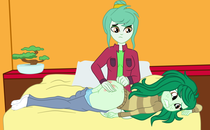 Size: 3264x2021 | Tagged: suggestive, artist:gmaplay, derpibooru import, wallflower blush, oc, oc:sunflower blush, equestria girls, abuse, ass, butt, butt freckles, comic, crying, disciplinary action, discipline, female, freckles, image, mother and child, mother and daughter, over the knee, png, punish the villain, punishment, remake, spank mark, spanked, spanking, wallflower butt, wallflowerbuse