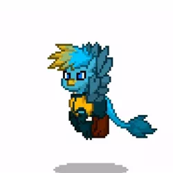 Size: 540x540 | Tagged: safe, artist:gloomy brony, derpibooru import, screencap, gallus, gryphon, pony, pony town, clothes, cosplay, costume, image, jpeg, k9999, king of fighters, kof, male, paws, pixel art, pixels, simple background, snk, solo, solo male, white background, wings