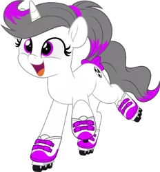 Size: 4636x5000 | Tagged: safe, artist:jhayarr23, derpibooru import, oc, oc:hazel radiate, unofficial characters only, pony, unicorn, absurd resolution, bow, clothes, commission, commissioner:biohazard, cute, eyelashes, female, full body, happy, highlights, horn, image, mare, open mouth, open smile, png, ponytail, purple eyes, raised hoof, raised leg, roller skates, shoes, show accurate, simple background, smiling, solo, tail, tail bow, transparent background, unicorn oc, ych result