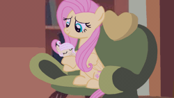 Size: 1920x1080 | Tagged: safe, artist:mlplary6, derpibooru import, fluttershy, oc, oc:butterfly, hybrid, pegasus, pony, animated, baby, female, filly, foal, gif, image, interspecies offspring, mare, offspring, parent:discord, parent:fluttershy, parents:discoshy, sleeping, smiling