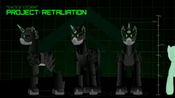 Size: 2667x1500 | Tagged: safe, artist:spy ghost, derpibooru import, oc, unofficial characters only, pony, robot, robot pony, unicorn, dark background, glow, glowing eyes, green background, height, image, jpeg, no mane, no tail, reference sheet, simple background, size comparison, solo