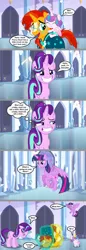 Size: 1024x2960 | Tagged: safe, artist:silverbuller, derpibooru import, princess flurry heart, starlight glimmer, sunburst, twilight sparkle, twilight sparkle (alicorn), alicorn, pony, unicorn, comic, crystal empire, crystal palace, female, filly, flying, foal, foalsitting, gritted teeth, image, jealous, jpeg, magic, male, mare, shipping, speech bubble, stallion, starburst, straight, teeth, telekinesis, tug of war, uncle sunburst