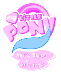 Size: 813x983 | Tagged: safe, artist:mlpblueray, derpibooru import, edit, oc, oc:artie brush, unofficial characters only, image, logo, logo edit, logo parody, my little x, png, simple background, tail, transparent background