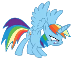 Size: 566x459 | Tagged: safe, artist:pastel-pocky, artist:twilyisbestpone, derpibooru import, rainbow dash, alicorn, pony, alicornified, angry, badass, base used, derpibooru exclusive, female, fighting stance, gritted teeth, image, mare, png, race swap, rage, ragebow dash, rainbowcorn, simple background, solo, spread wings, teeth, transparent background, wings