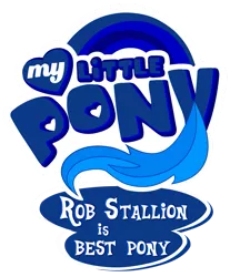 Size: 831x962 | Tagged: safe, artist:mlpblueray, derpibooru import, edit, oc, oc:rob stallion, unofficial characters only, image, logo, logo edit, logo parody, my little x, png, simple background, tail, transparent background