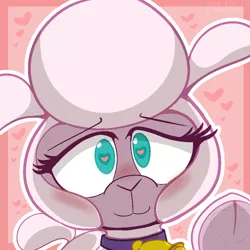 Size: 1000x1000 | Tagged: safe, artist:malachimoet, derpibooru import, sheep, them's fightin' herds, adorapom, blushing, community related, cute, heart, heart eyes, hooves, image, in love, lamb, looking at you, png, pom (tfh), romance, romantic, solo, wingding eyes