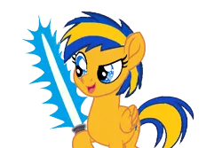 Size: 750x500 | Tagged: safe, artist:mlpfan3991, derpibooru import, oc, oc:flare spark, pegasus, pony, female, image, lightsaber, may the fourth be with you, png, simple background, solo, star wars, transparent background, vector, weapon