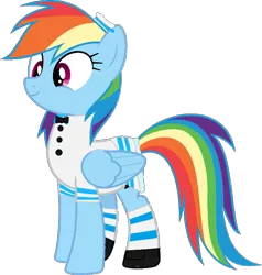 Size: 719x755 | Tagged: safe, artist:pagiepoppie12345, derpibooru import, rainbow dash, pegasus, pony, bowtie, buttons, clothes, hat, image, multicolored hair, png, rainbow hair, sailor, sailor lolita, shoes, simple background, smiling, socks, solo, transparent background, vector, wings