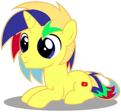 Size: 3550x3260 | Tagged: safe, artist:strategypony, derpibooru import, oc, oc:sour patch, unofficial characters only, pony, unicorn, colt, foal, horn, image, male, multicolored hair, png, simple background, sitting, transparent background, unicorn oc, youtube