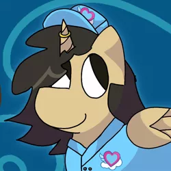 Size: 768x768 | Tagged: safe, artist:jontfurry, derpibooru import, oc, oc:isabel, unofficial characters only, alicorn, pony, buttons, clothes, hat, heart, horn, image, jewelry, jpeg, ring, smiling, wings