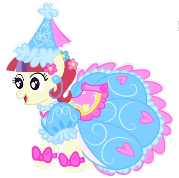 Size: 680x675 | Tagged: safe, artist:darlycatmake, derpibooru import, edit, vector edit, moondancer, earth pony, pony, alternate hairstyle, beautiful, bow, clothes, dress, dressup, ear piercing, flower, flower in hair, froufrou glittery lacy outfit, happy, hat, hennin, image, missing accessory, piercing, png, pretty, princess, princess costume, proud, smiling, species swap, vector, vector trace, when she smiles
