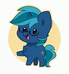 Size: 3688x3936 | Tagged: safe, artist:kittyrosie, derpibooru import, oc, unofficial characters only, pony, unicorn, cheek fluff, chest fluff, chibi, cute, glasses, horn, image, jpeg, ocbetes, open mouth, unicorn oc