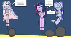 Size: 1024x527 | Tagged: safe, artist:mattjohn1992, derpibooru import, princess celestia, princess luna, twilight sparkle, equestria girls, 1000 hours in ms paint, asphyxiation, bikini, cloth gag, clothes, danger, drowning, eyes closed, gag, image, muffled words, peril, png, scared, struggling, swimsuit, underwater, worried