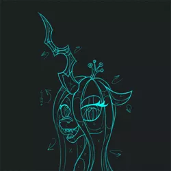 Size: 1000x1000 | Tagged: safe, artist:crystalightrocket, derpibooru import, queen chrysalis, changeling, changeling queen, bust, eyelashes, eyeshadow, fangs, female, horn, image, jewelry, jpeg, looking at you, makeup, regalia, sharp teeth, sketch, solo, teeth, tongue out, wip