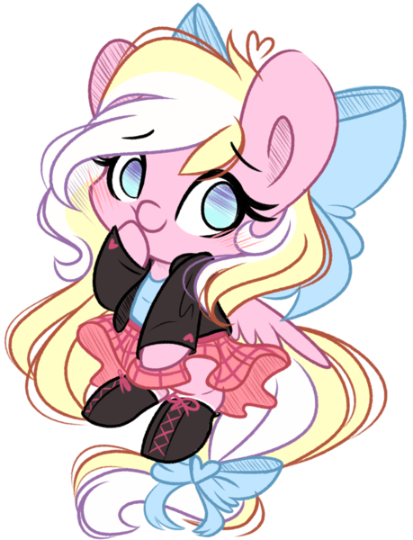 Size: 2274x2975 | Tagged: safe, artist:emberslament, derpibooru import, oc, unofficial characters only, pegasus, semi-anthro, blushing, boots, bow, chibi, clothes, cute, female, hair bow, image, jacket, pegasus oc, png, shoes, simple background, sketch, skirt, solo, tail, tail bow, transparent background, wings