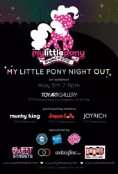 Size: 544x800 | Tagged: safe, derpibooru import, pinkie pie, earth pony, pony, 2012, cutie mark, event, female, hasbro, hasbro logo, hub logo, image, japanla, joyrich, jpeg, logo, los angeles, mare, munky king, my little pony logo, my little pony project, poster, shout factory, silhouette, solo, sweet streets, the hub, welovefine