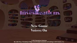 Size: 960x540 | Tagged: safe, derpibooru import, screencap, twilight sparkle, pony, unicorn, 2012, fan game, female, game, image, mare, my little investigations, nostalgia, png, title screen