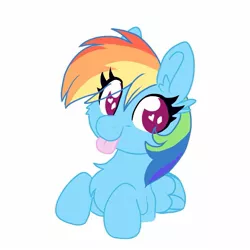 Size: 1435x1435 | Tagged: safe, artist:littleblackraencloud, derpibooru import, rainbow dash, pegasus, pony, bust, chest fluff, cute, dashabetes, eye clipping through hair, female, heart eyes, image, jpeg, mare, no pupils, portrait, simple background, smiling, solo, tongue out, white background, wingding eyes