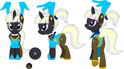 Size: 6196x3444 | Tagged: safe, artist:kyoshyu, derpibooru import, oc, oc:carbon star, pony, unicorn, absurd resolution, bunny ears, clothes, female, fishnets, image, leotard, mare, png, simple background, solo, transparent background