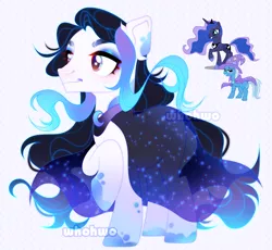 Size: 2571x2364 | Tagged: safe, artist:whohwo, derpibooru import, princess luna, trixie, alicorn, earth pony, pony, unicorn, base used, eyelashes, female, fusion, hoof polish, image, makeup, male, mare, png, raised hoof, smiling, stallion