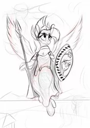 Size: 1056x1500 | Tagged: safe, artist:to_fat_to_fly, derpibooru import, oc, oc:athena (shawn keller), pegasus, pony, female, guardians of pondonia, image, jpeg, mare, shield, solo, spear, weapon, wings