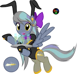 Size: 3608x3485 | Tagged: safe, artist:kyoshyu, derpibooru import, oc, oc:comet lightstream, pegasus, pony, absurd resolution, bunny ears, clothes, female, fishnets, high res, image, leotard, mare, png, simple background, solo, transparent background