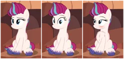 Size: 3469x1659 | Tagged: safe, artist:badumsquish, derpibooru import, zipp storm, pegasus, pony, my little pony: a new generation, spoiler:my little pony: a new generation, 3 panel comic, bedroom eyes, behaving like a bird, blushing, bored, chest fluff, comic, courtship, derpibooru exclusive, female, flirting, fluffy, g4, g5, g5 to g4, generation leap, image, impossibly large chest fluff, looking at you, mare, mating dance, mountain, mountain range, notice me senpai, open mouth, peacocking, png, raised eyebrow, show accurate, sitting, smiling, smirk, solo, unshorn fetlocks, wings