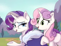 Size: 1024x768 | Tagged: safe, artist:golden bloom, rarity, sweetie belle, pony, unicorn, image, jpeg, solo