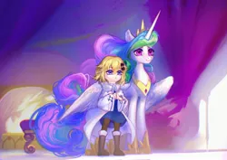 Size: 3508x2480 | Tagged: safe, artist:tingsan, derpibooru import, princess celestia, oc, alicorn, human, pony, image, jpeg