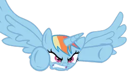 Size: 1122x640 | Tagged: safe, artist:pastel-pocky, artist:twilyisbestpone, derpibooru import, rainbow dash, alicorn, pony, alicornified, angry, badass, base used, derpibooru exclusive, female, flying, gritted teeth, image, mare, png, race swap, rage, ragebow dash, rainbowcorn, simple background, solo, spread wings, teeth, transparent background, wings