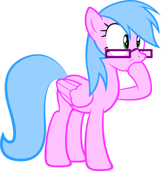 Size: 4495x4783 | Tagged: safe, artist:sarahstudios11, derpibooru import, oc, oc:artie brush, unofficial characters only, pegasus, pony, female, glasses, hoof in mouth, image, mare, png, shrunken pupils, simple background, transparent background, vector, wings